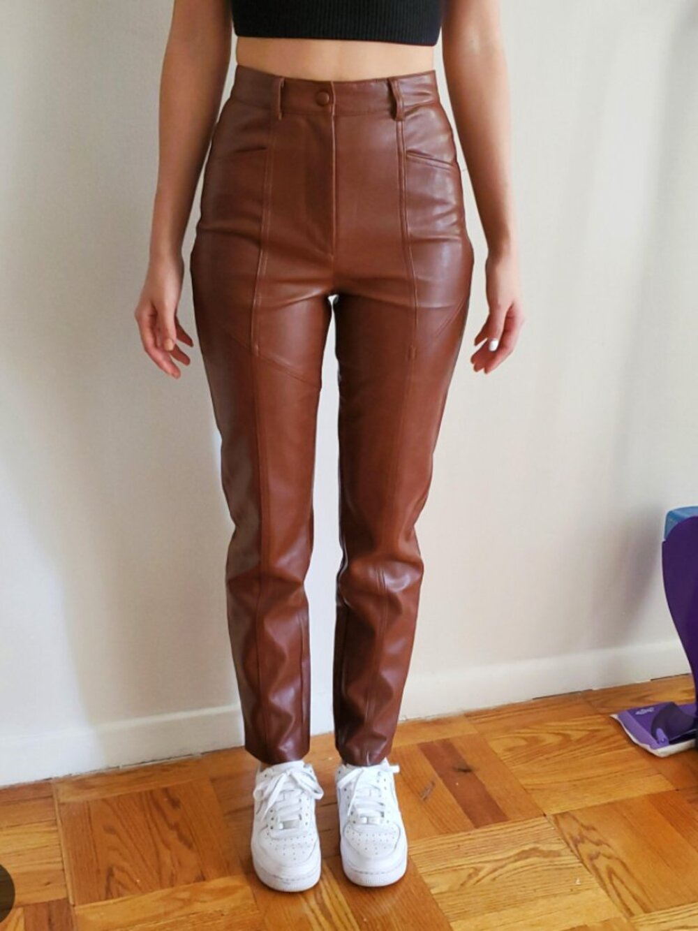 Aritzia Wilfred Rebel Pant Brown Cognac